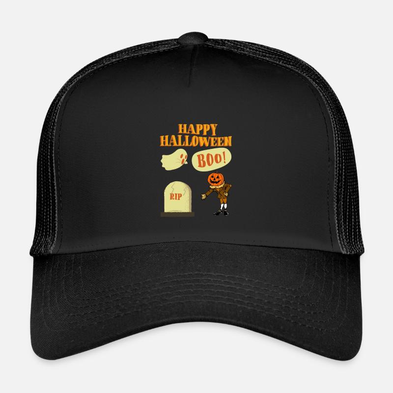 Halloween Cartoon Pumpkin Ghost Kids’ Trucker Cap
