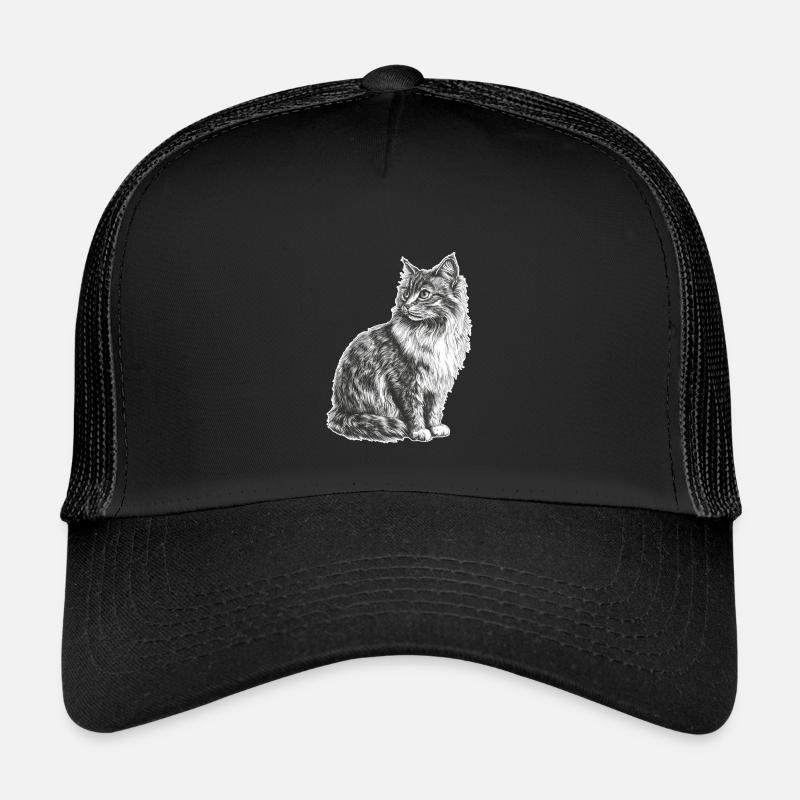 Katze - Kinder Trucker-Cap - Schwarz/Schwarz