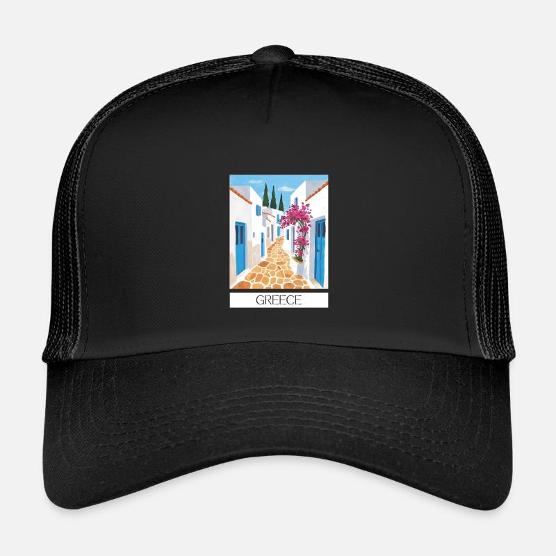 Greek Road Path Blue & White - Kids’ Trucker Cap - black/black