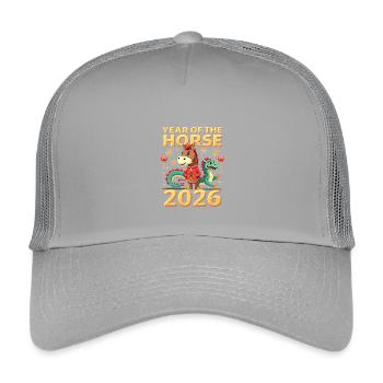 Chinese New Year Of The Horse 2026 - Kinder Trucker-Cap - Hellgrau - Vorne