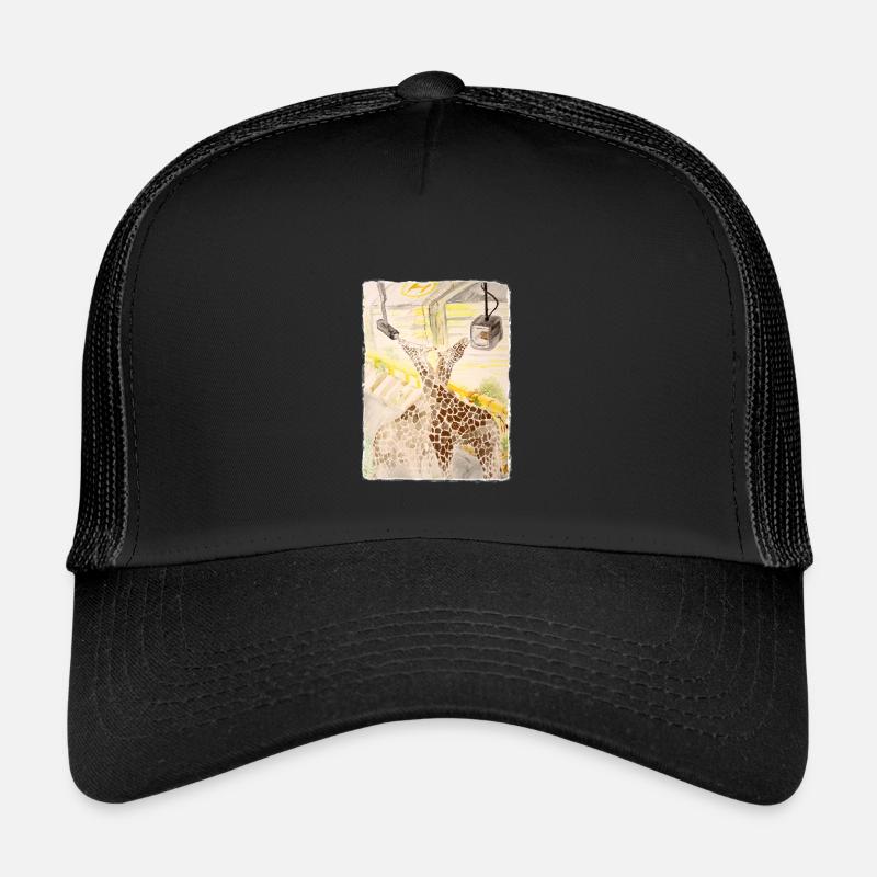 Giraffe Amid Neon Transit - Kids’ Trucker Cap - black/black
