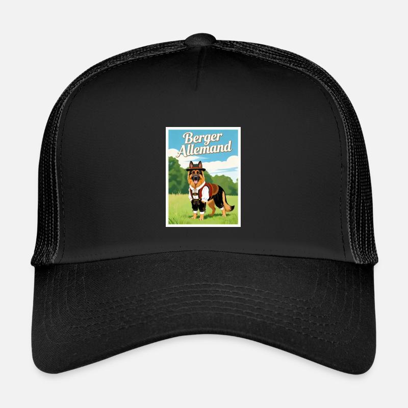 Deutscher Schäferhund in bayerischer Tracht - Kinder Trucker-Cap - Schwarz/Schwarz