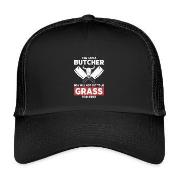 Humor-Schlächter schneidet kein Gras - Kinder Trucker-Cap - Schwarz/Schwarz - Vorne