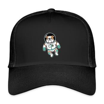 English Bulldog Dog Space Astronaut - Kids’ Trucker Cap - black/black - Front