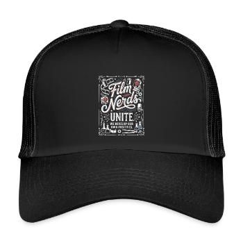 Film Nerds Unite Creative Cinema Lovers - Kinder Trucker-Cap - Schwarz/Schwarz - Vorne