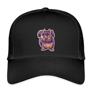 Eichhörnchen Mit Sonnenbrille Knabbert Haselnuss - Kinder Trucker-Cap - Schwarz/Schwarz - Vorne