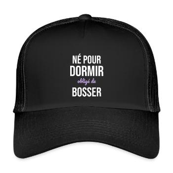 Né Pour Dormir — Obligé de Bosser - Casquette trucker enfant - noir/noir - Devant