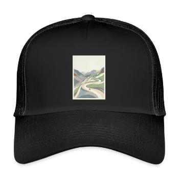 Alpe d’Huez — Mémoire cycliste - Casquette trucker enfant - noir/noir - Devant