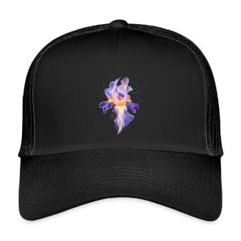 Leuchtende Iris Blüte Abstraktes Blumen Motiv   - Kinder Trucker-Cap - Schwarz/Schwarz - Vorne