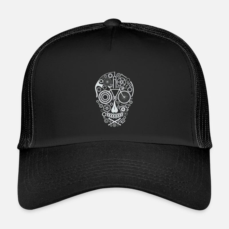 Bicycle Skull light grey - Kinder Trucker-Cap - Schwarz/Schwarz