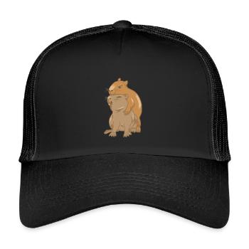 Câlin de bébés capybara - Casquette trucker enfant - noir/noir - Devant