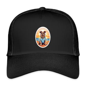 Dog on the beach - Kids’ Trucker Cap - black/black - Front