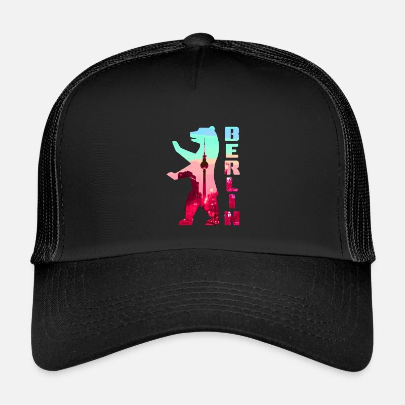 Berlin Bär Neon Silhouette - Kinder Trucker-Cap - Schwarz/Schwarz