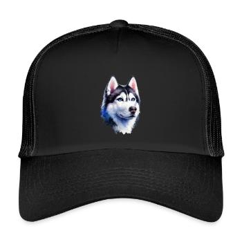 Majestic Husky Portrait - Kids’ Trucker Cap - black/black - Front