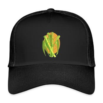 Bambus-Botanischer Ausbruch - Kinder Trucker-Cap - Schwarz/Schwarz - Vorne