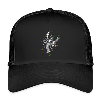 Mardi Gras lobster lobster with beads - Kids’ Trucker Cap - black/black - Front