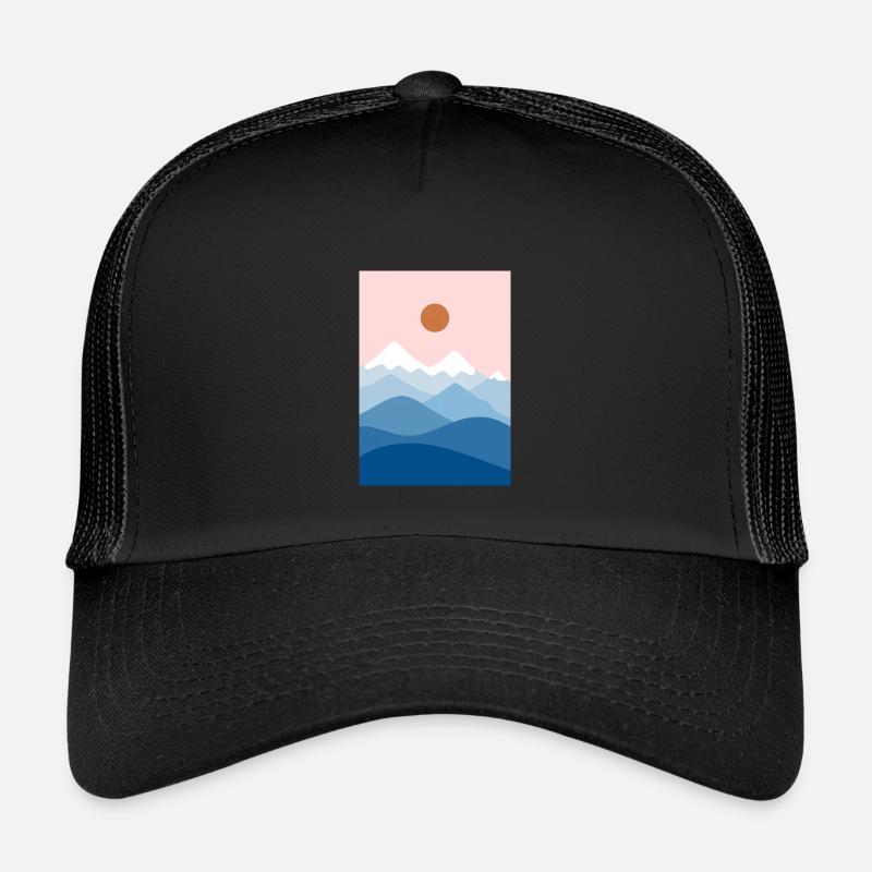 Berglandschaft rosa - Kinder Trucker-Cap - Schwarz/Schwarz
