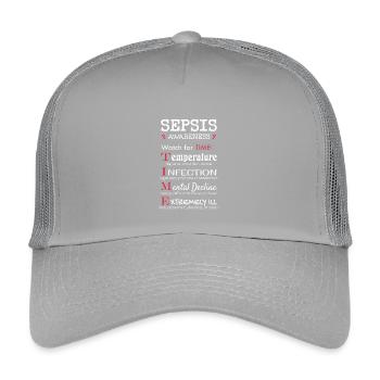 Sepsis Education - Pay attention to the TIME Guide - Kids’ Trucker Cap - light grey - Front