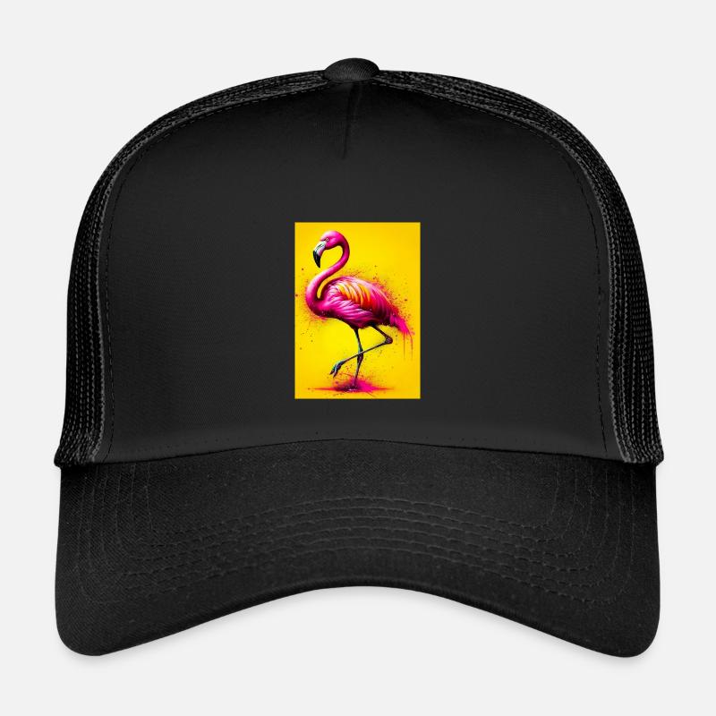 Flamingo - Kinder Trucker-Cap - Schwarz/Schwarz