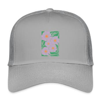 Lila Blumen Muster Boho Flora  - Kinder Trucker-Cap - Hellgrau - Vorne