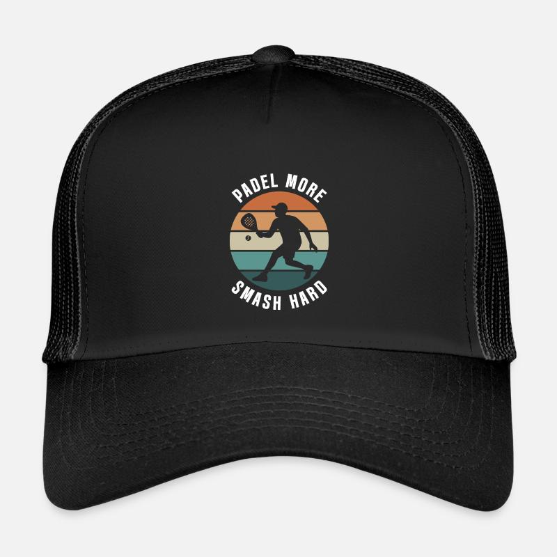 Padel More Smash Hard Retro Design - Kids’ Trucker Cap - black/black