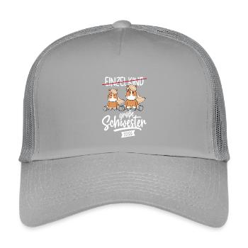 Einzelkind Grosse Schwester 2026 Schwangerschaft - Kinder Trucker-Cap - Hellgrau - Vorne