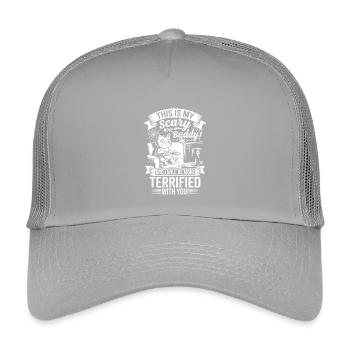 Scary Cat Cuddly Friend - Kids’ Trucker Cap - light grey - Front