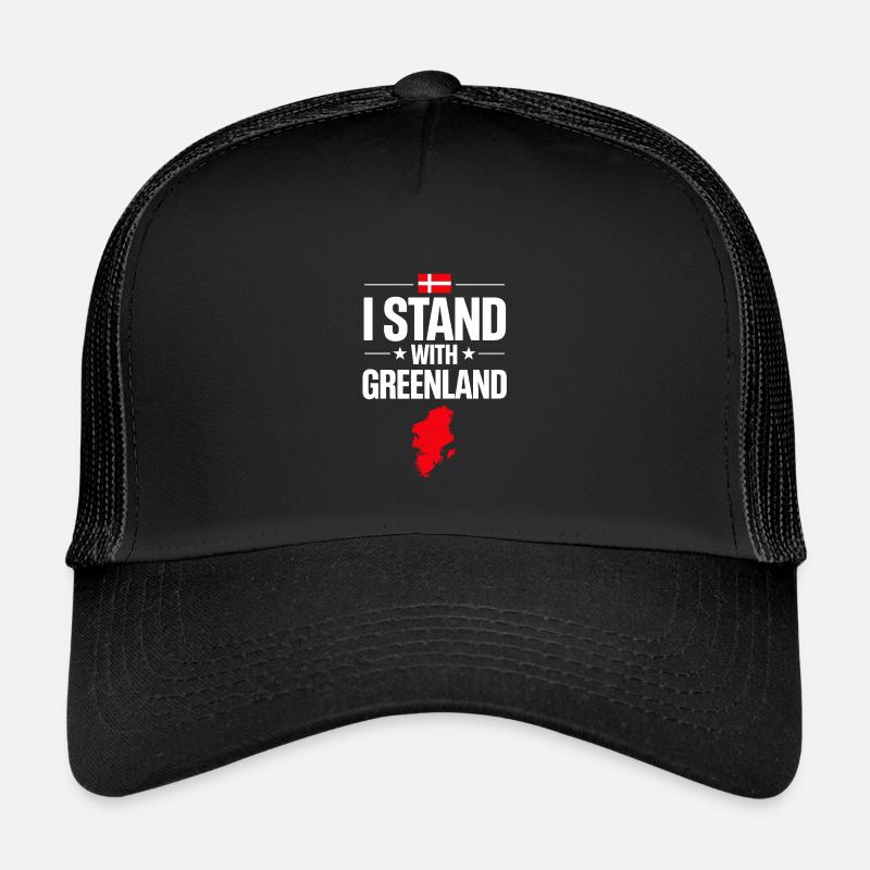 Greenland Flag Card Support - Kids’ Trucker Cap - black/black