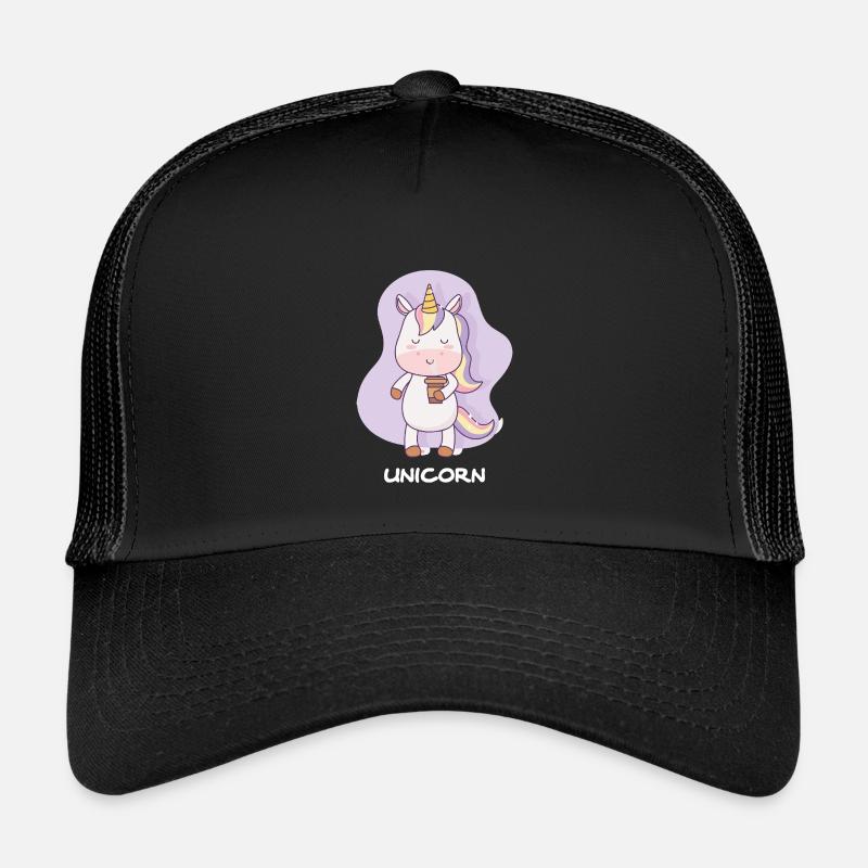 Coffee-drinking unicorn - Kids’ Trucker Cap - black/black