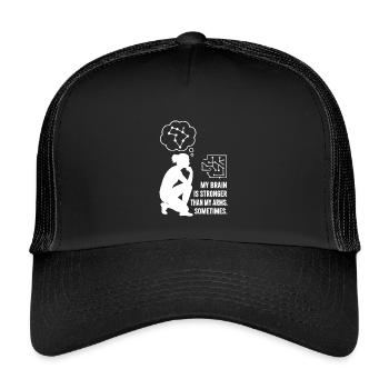 Bouldern wie Schach – Kopf schlägt Kraft - Kinder Trucker-Cap - Schwarz/Schwarz - Vorne