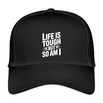 Das Leben ist hart. Ich auch. - Kinder Trucker-Cap - Schwarz/Schwarz - Vorne