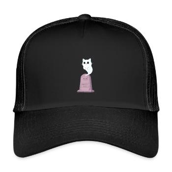 Ghost kitten on the gravestone - Kids’ Trucker Cap - black/black - Front