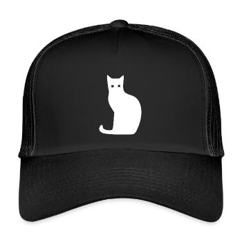 Cat Silhouette Minimal Design Cat Lover Cats - Kids’ Trucker Cap - black/black - Front