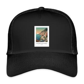 Portofino Coastal Idyll - Kids’ Trucker Cap - black/black - Front