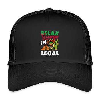 Fierté du Mexique & Maison Drapeau du Mexique - Casquette trucker enfant - noir/noir - Devant