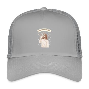 Praise the coffee - weirdpeoplelovethis. - Kids’ Trucker Cap - light grey - Front