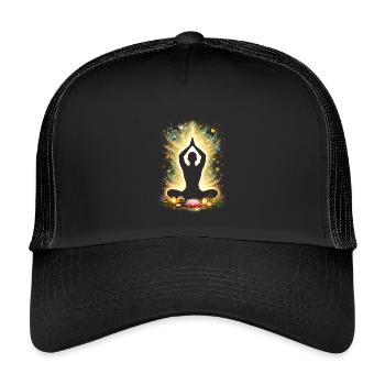 Yoga Achtsamkeit Energie Silhouette Design - Kinder Trucker-Cap - Schwarz/Schwarz - Vorne