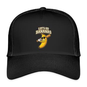 Let's Go Bananas Baseball Lustiges Sportdesign - Kinder Trucker-Cap - Schwarz/Schwarz - Vorne