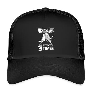J’ai peut-être l’air calme, mais dans ma tête, je t’ai mordu 3 - Casquette trucker enfant - noir/noir - Devant