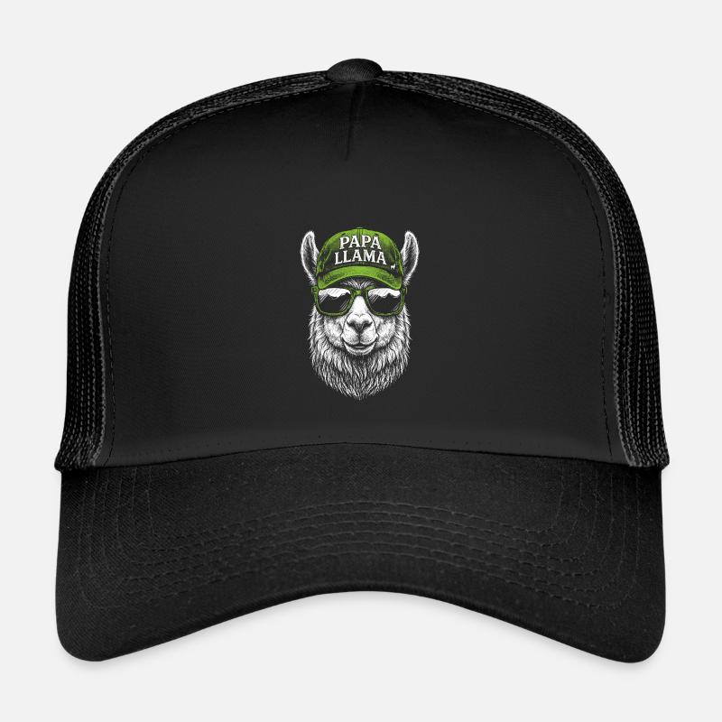 Papa Llama Cap Design - Kids’ Trucker Cap - black/black