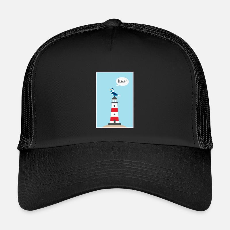 Leuchtturm - Möwe - Comic - Geschenk - Kinder Trucker-Cap - Schwarz/Schwarz
