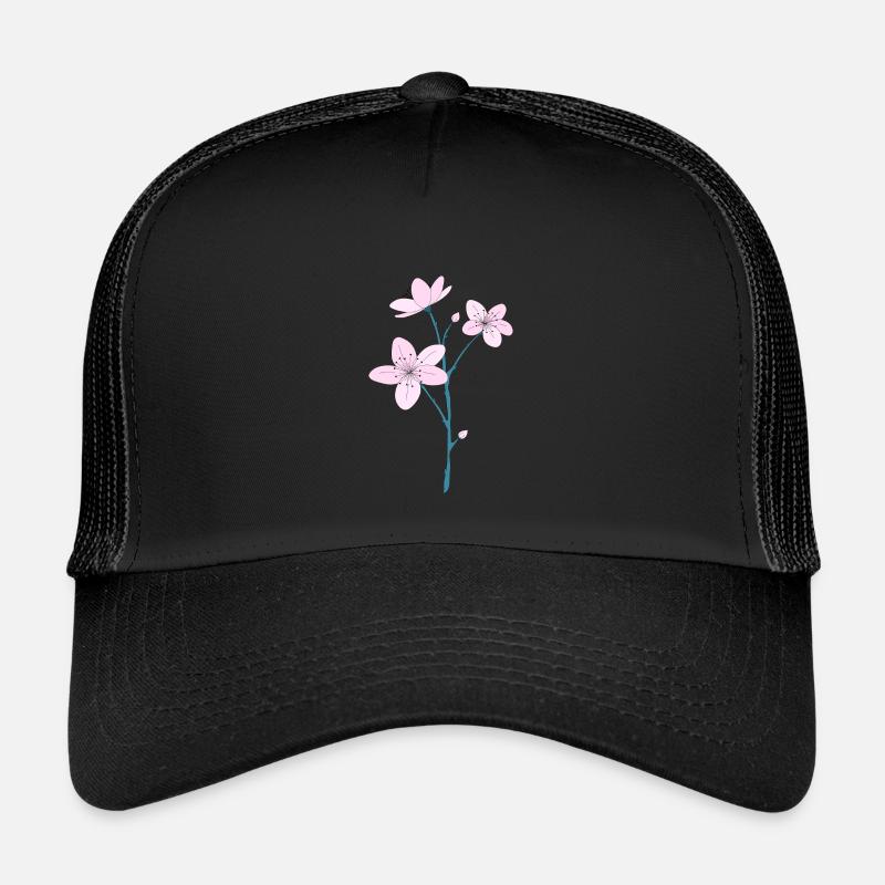 Kirschblüten - Kinder Trucker-Cap - Schwarz/Schwarz