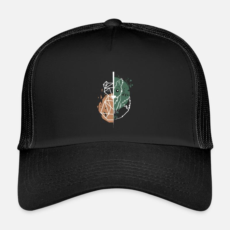 Fox vs origami white drawing - Kids’ Trucker Cap - black/black