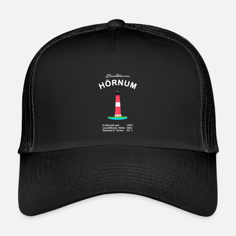 Leuchtturm Hörnum auf Sylt, Zeichnung - Kinder Trucker-Cap - Schwarz/Schwarz