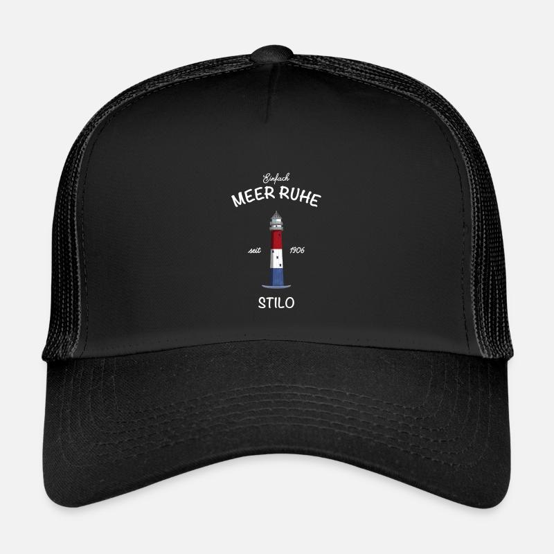 Leuchtturm Stilo, Pommern, Ostsee, Meer Ruhe - Kinder Trucker-Cap - Schwarz/Schwarz