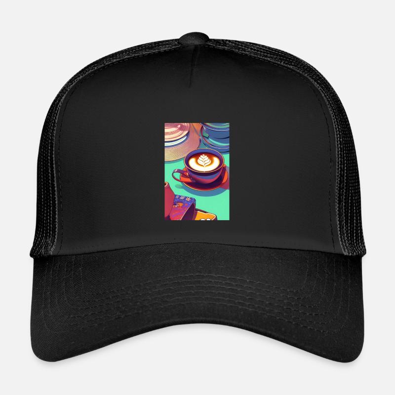 Kaffee, Kaffeebohnen - Kinder Trucker-Cap - Schwarz/Schwarz