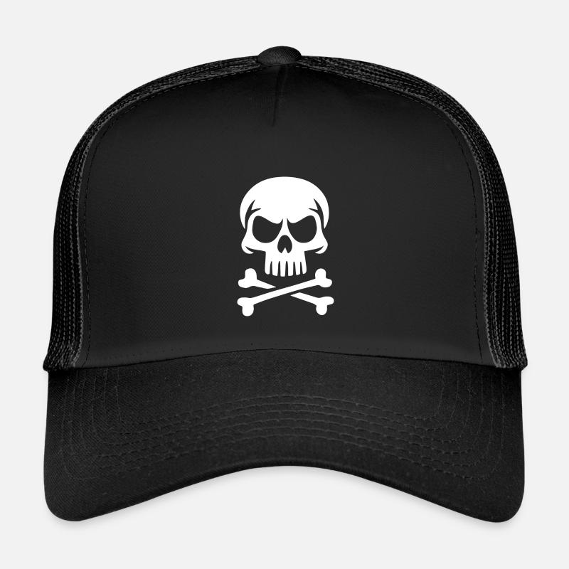 Sapiens Schädel - Kinder Trucker-Cap - Schwarz/Schwarz