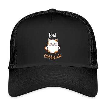 Bad Cattitude - Kids’ Trucker Cap - black/black - Front