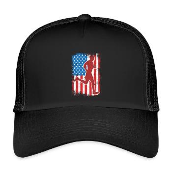 July 4 USA Running - Kids’ Trucker Cap - black/black - Front