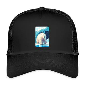 Polarbär im ewigen Eis - Kinder Trucker-Cap - Schwarz/Schwarz - Vorne